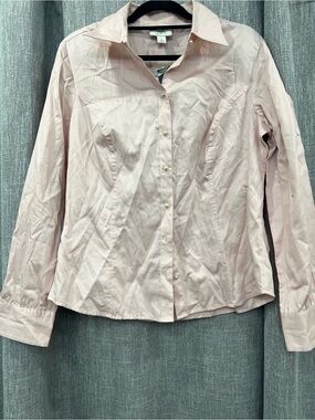 Ann Taylor Light Pink Tailored Button-Down Shirt
